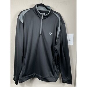 Callaway Pullover Mens XXL Black Gray Fleece Lined Performance Golf Quarter Zip